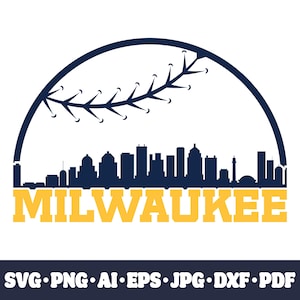 Milwaukee baseball team SVG Cricut cut file. City PNG Clipart. Silhouette sublimation print. Sports fan image, DXF. Vinyl. Skyline.