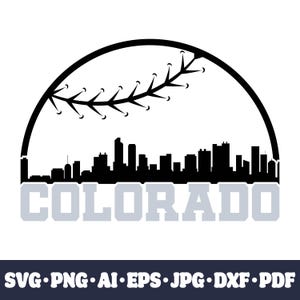 Colorado baseball team SVG Cricut cut file. City PNG Clipart. Silhouette sublimation print. Sports fan image, DXF. Vinyl. Skyline.