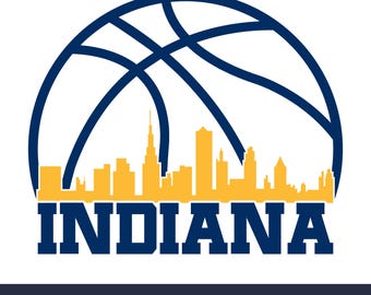 File di taglio SVG Cricut della squadra di basket dell'Indiana. Clipart PNG della città. Stampa a sublimazione della silhouette. Immagine di un tifoso sportivo, DXF. Vinile. Ai, Eps, Jpg.