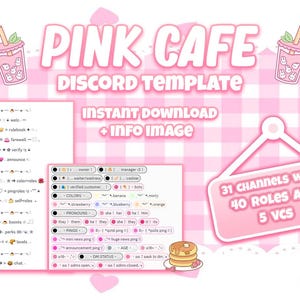 pink cafe themed discord server template