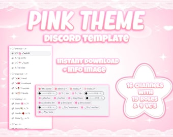 Plantilla de servidor de Discord con temática rosa
