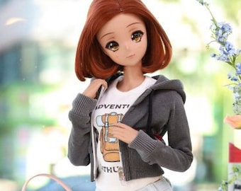 SD13 GIRL Smart Doll Pingment Crop Zipup Hooded T - Gray