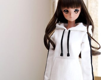 SD13 Girl & Smart Doll Three-Line Hooded One-piece - White