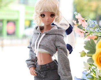 SD13 GIRL & Smart Doll Crop Hooded T SET - L.Gray