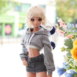 SD13 GIRL Smart Doll Crop Hooded T-SET - L.Grå