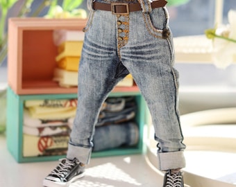 Blythe Doll Clothes | Washed Denim Baggy Jeans | Button Detail | Blythe Outfit