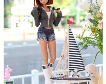 SD13 GIRL Smart Doll Pingment Crop Zipup Hooded T - Gray - Etsy