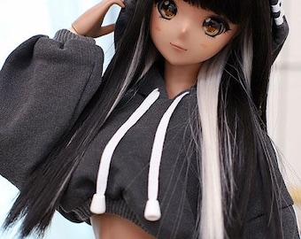 SD13 Girl Smart Doll Crop Balloon Three-Line Hooded - D.Gray