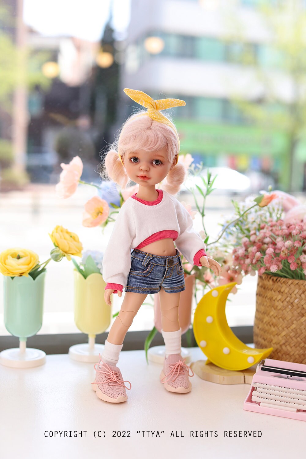 ハンドメイドドール衣装 - ピンクのクロップトップ、パオラ・レイナ