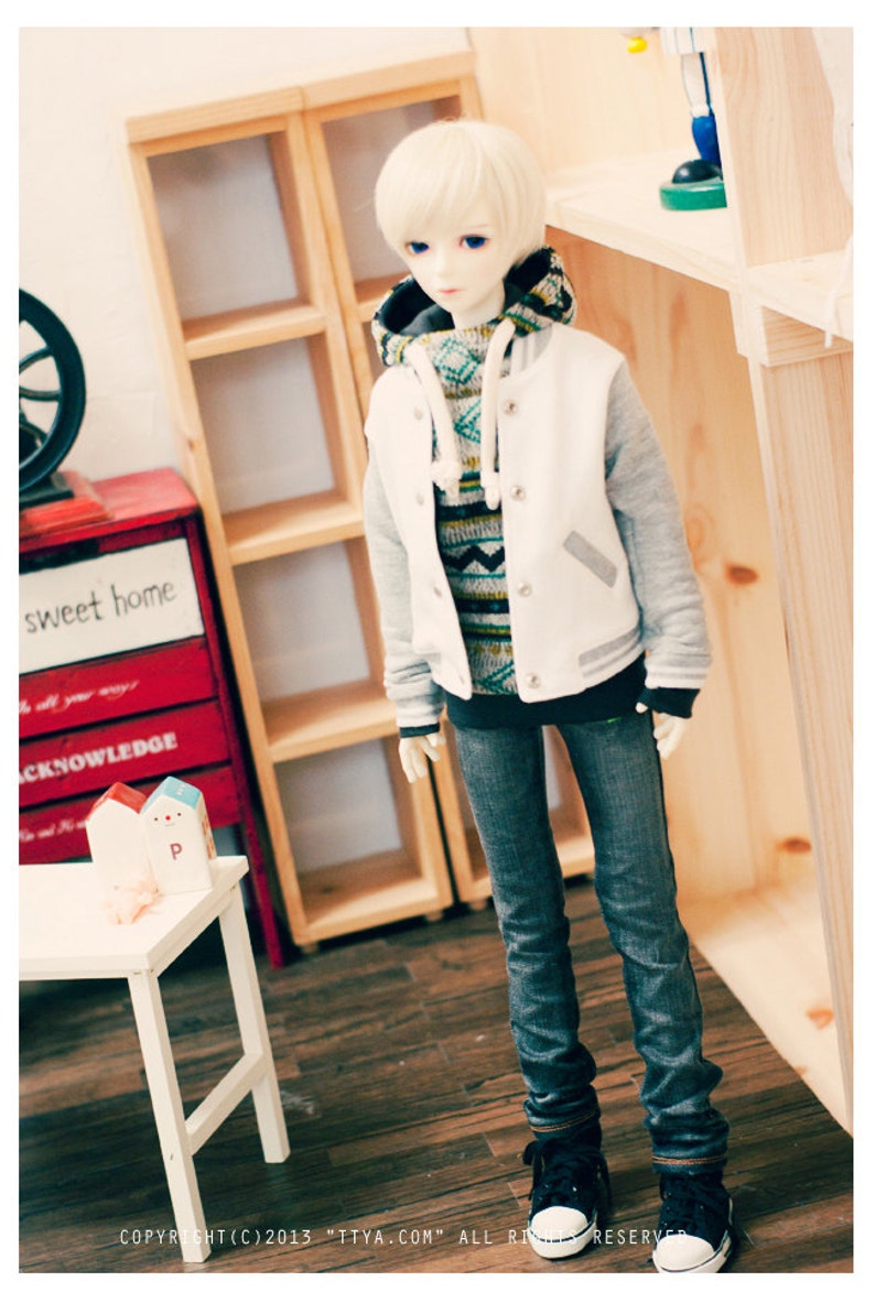 SD13 Baseball jumper White Grey Etsy