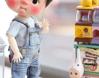 Qbaby.DianDian bigfish - Washing Denim Overalls - Blue