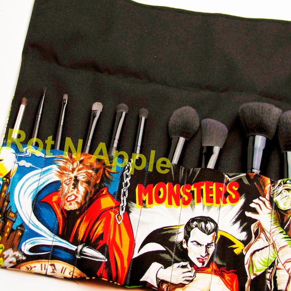 Universal Monsters MakeUp Brush Roll- Makeup Brush Roll - Makeup Brush Holder - Brush Roll - Universal Monsters