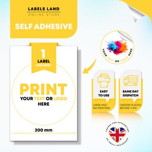 Custom Round Stickers for Jars, Personalised Circle Labels, Cosmetic Bottle Labels, Shipping Address Labels, Business Logo Stickers, 200mm