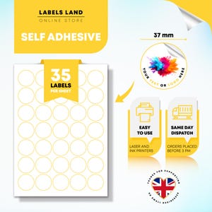 Custom Round Stickers for Jars, Personalised Circle Labels, Cosmetic Bottle Labels, Shipping Address Labels, Business Logo Stickers, 37mm