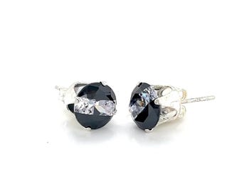 Black and White CZ Earring Studs