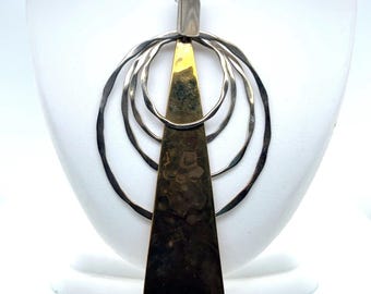 Sterling Silver and Brass Art Pendant