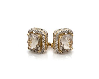Smoky Quartz Diamond Earrings