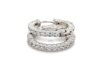 Sterling Silver Cubic Zirconia Hoop Earrings
