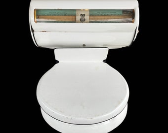 NY ONLY: Antique white enamel Stimpson scale, with gorgeous front AND rear backlit display, working beautifully.