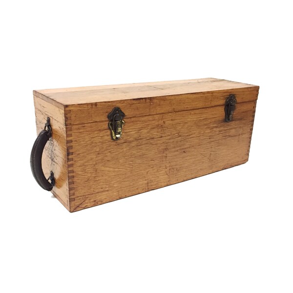 Handsome Antique 1940s Oak Toolbox (formerly a dental supply case)
