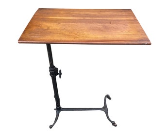 Ships within NY only: Victorian era surgeons table—used as a drafting desk as well as an adjustable-height tool-holder!