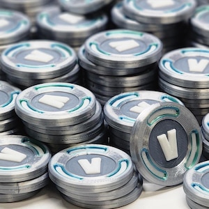 V Coins! (SILVER), Double-Sided, Party Decoration, Play Money, Rewards, Gamer Gift