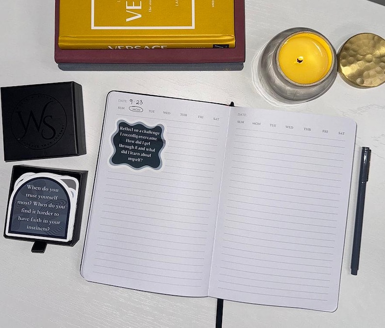 Guided Journal with prompt stickers (self-reflection, self-discovery, productivity, creativity, self-paced self-care journaling, journal prompts, mental health)
