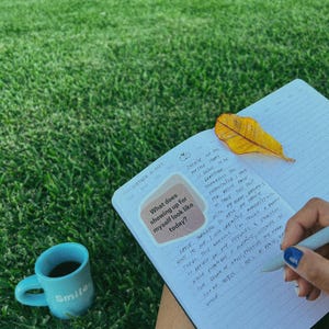 Guided Journal with prompt stickers (self-reflection, self-discovery, productivity, creativity, self-paced self-care journaling, journal prompts, mental health)