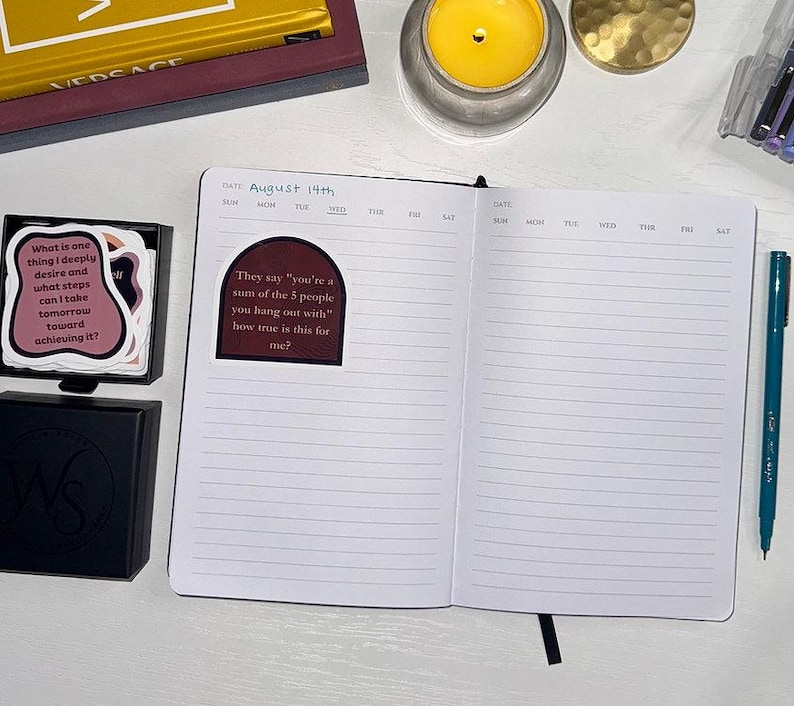 Guided Journal with prompt stickers (self-reflection, self-discovery, productivity, creativity, self-paced self-care journaling, journal prompts, mental health)