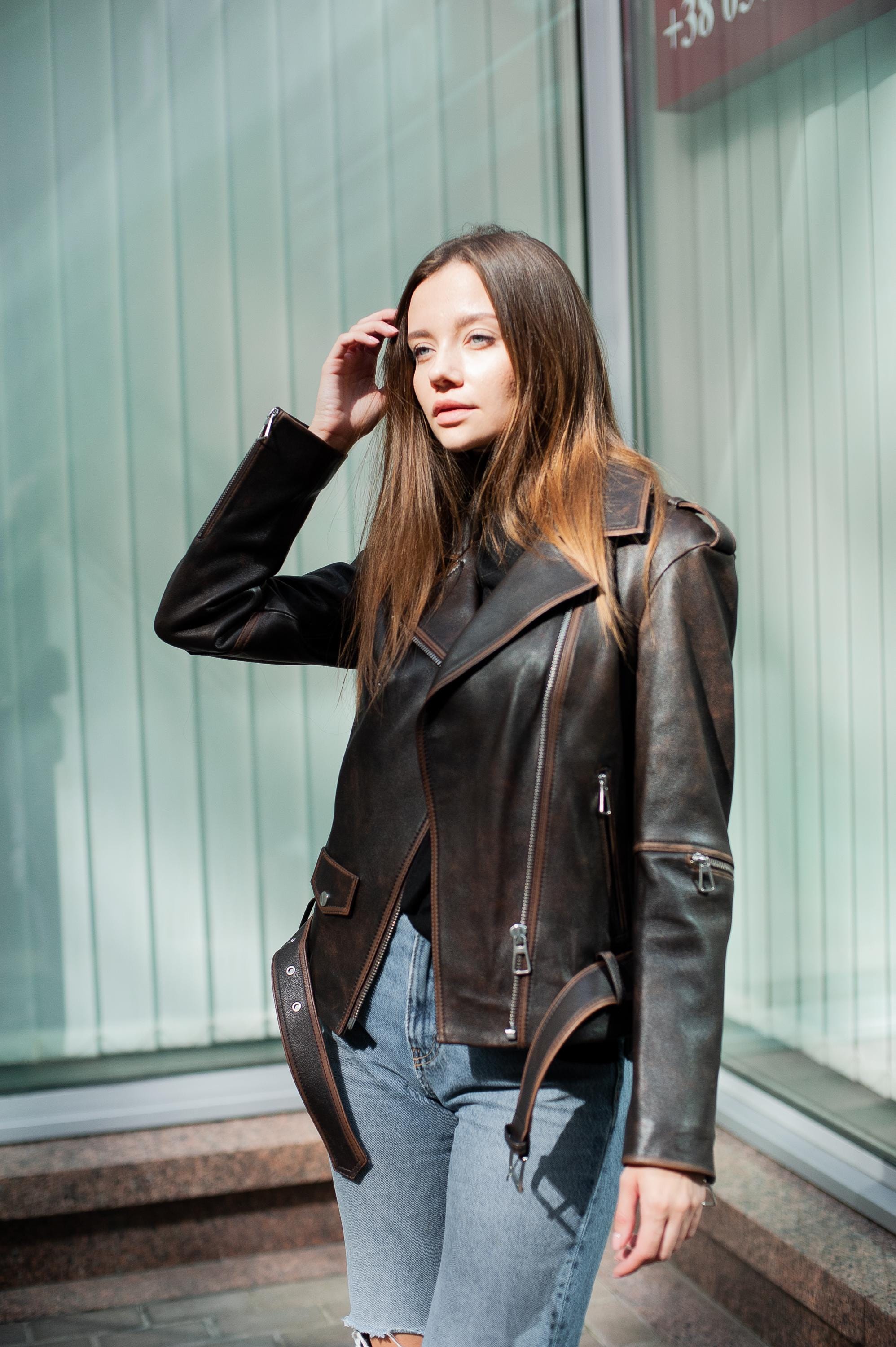 Street Style Black And Brown Jacket Womens Womens Oversized Jacket