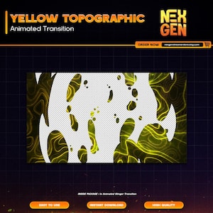 Yellow Topographic Animated Stream Stinger Transition for Twitch, Kick, Youtube | complete streaming setup | clean - aesthetic.
