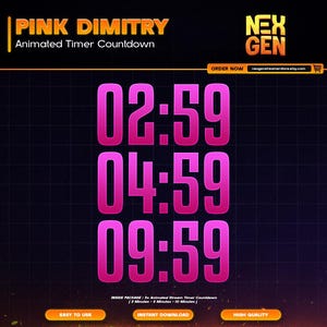 Pink Dimitry Animated Stream Timers Countdown | Twitch, YouTube & Kick | 3m, 5m, 10m.