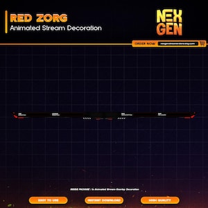 Red Zorg Animated Overlay Label Bar Decoration for Stream | Twitch, YouTube & Kick | Livestream Graphic.