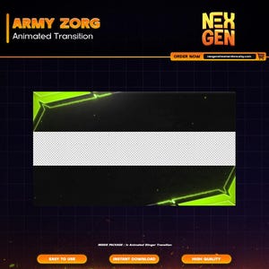 Army Zorg Animated Stream Stinger Transition for Twitch, Kick, Youtube | complete streaming setup | clean - aesthetic.