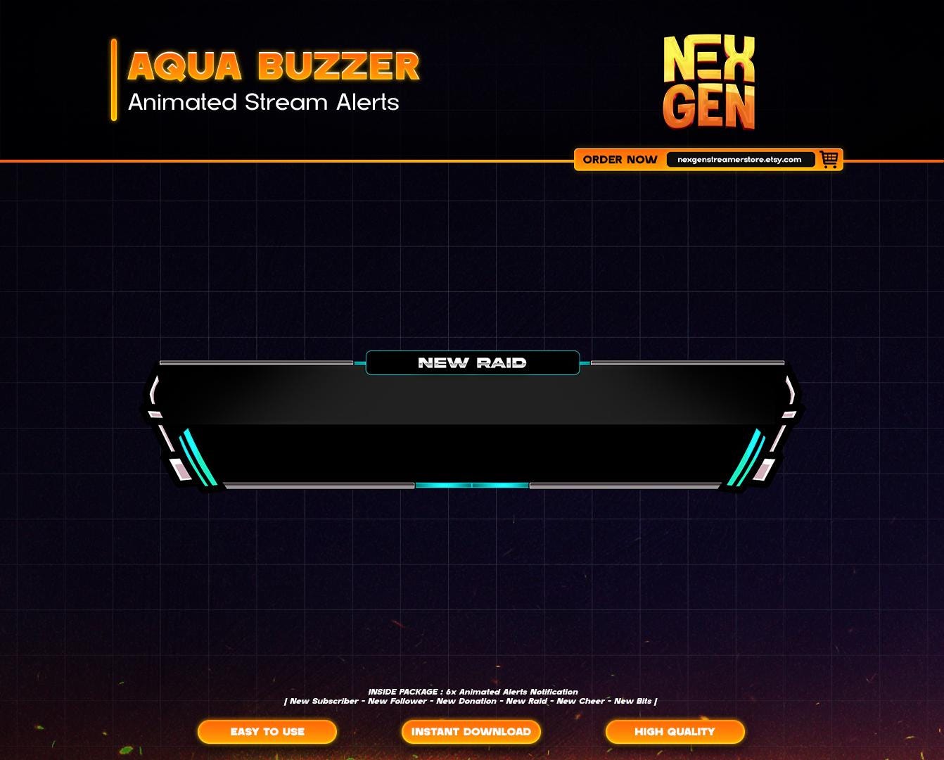 Stream Notifications Aqua Buzzer Animated Stream Alerts Notification for Twitch, Youtube ...