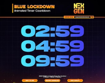 Blue Lockdown Animated Stream Timers Countdown | Twitch, YouTube & Kick | 3m, 5m, 10m.