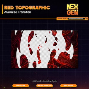 Red Topographic Stream Stinger Transition: Animated Overlay (Digital Download)