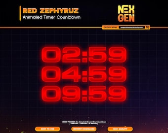 Red Zephyruz Animated Stream Timers Countdown | Twitch, YouTube & Kick | 3m, 5m, 10m.