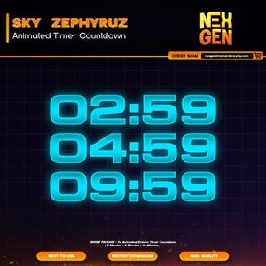 Sky Zephyruz Animated Stream Timers Countdown | Twitch, YouTube & Kick | 3m, 5m, 10m.
