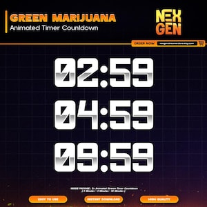Green Marijuana Animated Stream Timers Countdown | Twitch, YouTube & Kick | 3m, 5m, 10m.