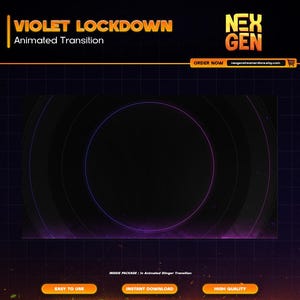 Violet Lockdown Animated Stream Stinger Transition for Twitch, Kick, Youtube | complete streaming setup | clean - aesthetic.