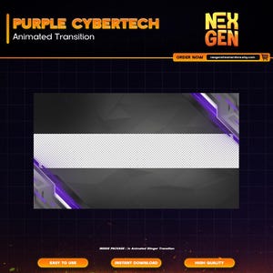 Purple Cybertech Plasma Animated Stinger Transition for Stream | Twitch, YouTube & Kick | Complete Livestream Graphic.