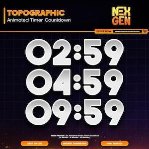 Red Topographic Animated Stream Timers Countdown | Twitch, YouTube & Kick | 3m, 5m, 10m.