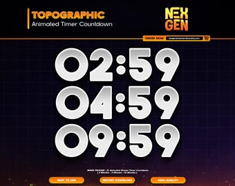 Red Topographic Animated Stream Timers Countdown | Twitch, YouTube & Kick | 3m, 5m, 10m.