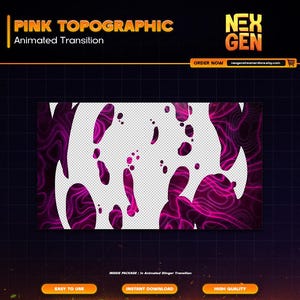 Pink Topographic Stream Stinger Transition: Animated Overlay (Digital Download)