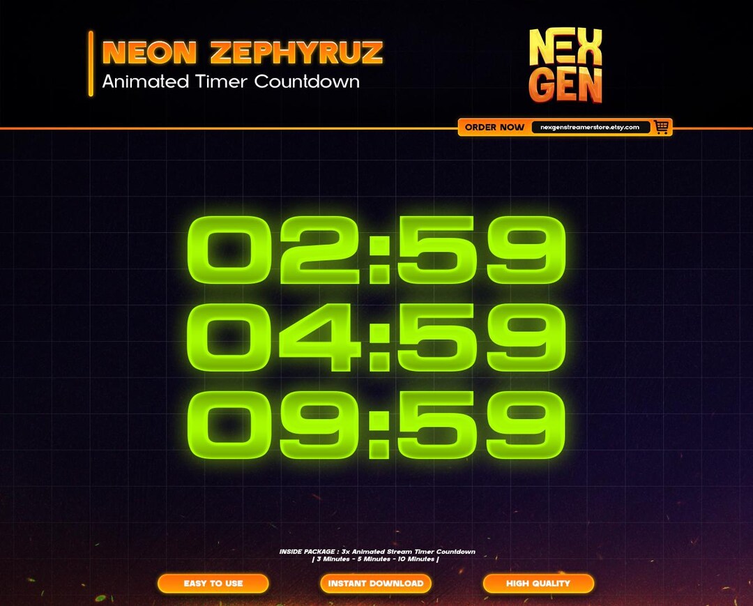 Neon Zephyruz Animated Stream Timers Countdown | Twitch, Youtube & Kick ...