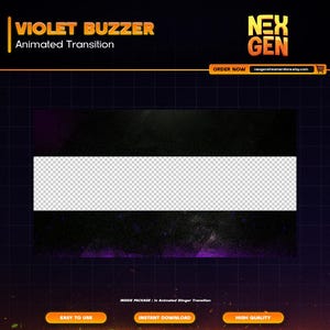 Violet Buzzer Animated Stream Stinger Transition for Twitch, Kick, Youtube | complete streaming setup | clean - aesthetic.