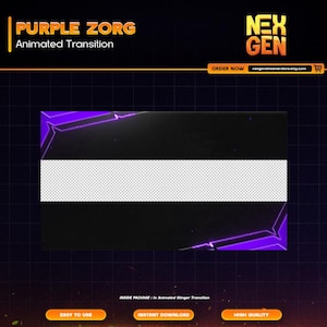Purple Zorg Animated Stream Stinger Transition for Twitch, Kick, Youtube | complete streaming setup | clean - aesthetic.