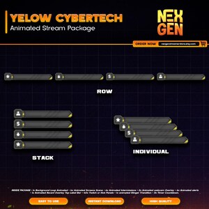 Yellow Cybertech Animated Stream Package – Overlays, Alerts, Webcam ...
