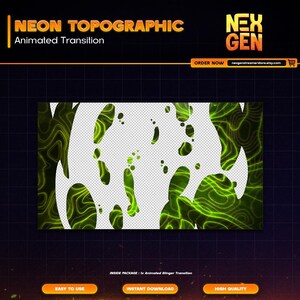 Neon Topographic Animated Stream Stinger Transition for Twitch, Kick, Youtube | complete streaming setup | clean - aesthetic.